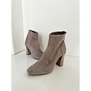 Schutz Ditte Stretch Sock Boot Beige Block Heel Leather Classic Women's Size 8